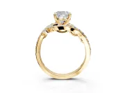 Solitaire Engagement Ring Setting for Cushion Cut Center with Filigree Band and Prong Head in Yellow Gold
