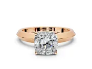 Solitaire Engagement Ring Setting for Cushion Cut Center with Wide Knife Ridge Band and Prong Head in Rose Gold