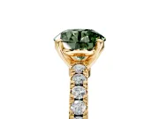 Solitaire Engagement Ring Setting for Fancy Green Round Cut Center with Single Row Accent Band and Prong Head in Yellow Gold