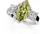 3 Stone Engagement Ring Setting for Fancy Yellow Marquise Center with Matching Side Accents and Prong Head in Platinum