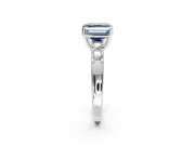 5 Stone Engagement Ring Setting for Fancy Blue Asscher Cut Center with Plain Band and Prong Head in Platinum