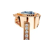 Halo Engagement Ring Setting for Fancy Blue Heart-Shaped Center with Milgrain Halo, Pave Band and Prong Head in Rose Gold
