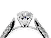 Solitaire Engagement Ring Setting for Pear-Shaped Center with Multi-Row Accents and Prong Head in Sterling Silver