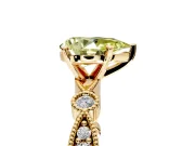 Solitaire Engagement Ring Setting for Fancy Yellow Pear-Shaped Center with Milgrain Bezel Accents and Prong Head in Yellow Gold