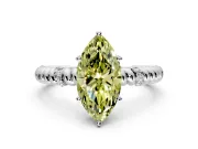 Rope Engagement Ring Setting for Fancy Yellow Marquise Center with Accent Shoulders and Prong Head in Sterling Silver