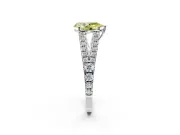 Solitaire Engagement Ring Setting for Fancy Yellow Pear-Shaped Center with Pave Split Shank and Prong Head in White Gold