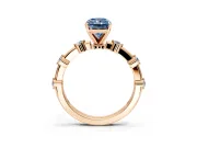 Solitaire Engagement Ring Setting for Fancy Blue Radiant Cut Center with Bezel Station Band and Prong Head in Rose Gold