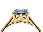 Solitaire Engagement Ring Setting for Fancy Blue Radiant Cut Center with Cathedral Band and Prong Head in Yellow Gold