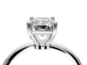 Minimalist Solitaire Engagement Ring Setting for Emerald Cut Center with Thin Band and Prong Head in Platinum