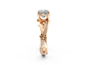 Solitaire Engagement Ring Setting for Cushion Cut Center with Pave and Plain Crossover Band and Prong Head in Rose Gold