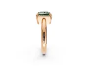 Halo Engagement Ring Setting for Fancy Green Princess Cut Center with Tapered Plain Band and Prong Head in Rose Gold
