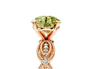 Solitaire Engagement Ring Setting for Fancy Yellow Round Cut Center with Marquise Panel Band and Prong Head in Rose Gold