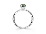 Hidden Halo Engagement Ring Setting for Fancy Green Oval Center with Thin Rounded Band and Prong Head in White Gold