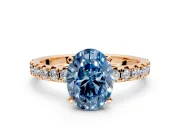 Solitaire Engagement Ring Setting for Fancy Blue Oval Center with Large Accents and Prong Head in Rose Gold