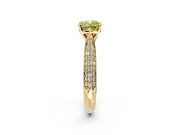 Solitaire Engagement Ring Setting for Fancy Yellow Cushion Cut Center with Multi-Row Accents and Prong Head in Yellow Gold