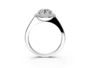 Halo Engagement Ring Setting for Round Cut Center with Plain Tapered Band and Prong Head in Platinum