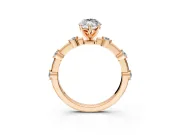 Solitaire Engagement Ring Setting for Marquise Center with Bezel Station Band and Prong Head in Rose Gold
