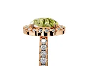 Pave Halo Engagement Ring Setting for Fancy Yellow Round Cut Center with Single Row Pave Band and Prong Head in Rose Gold