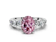 5 Stone Engagement Ring Setting for Fancy Pink Oval Center with Graduated Accents and Prong Head in Platinum