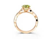 Solitaire Engagement Ring Setting for Fancy Yellow Round Cut Center with Twisted Pave Split Shank and Prong Head in Rose Gold
