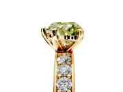 Solitaire Engagement Ring Setting for Fancy Yellow Heart-Shaped Center with Channel-Set Accents and Prong Head in Yellow Gold