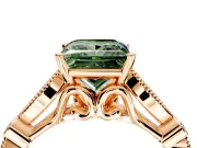 Solitaire Engagement Ring Setting for Fancy Green Princess Cut Center with Marquise and Bezel Accents and Prong Head in Rose Gold
