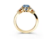 Floral Engagement Ring Setting for Fancy Blue Cushion Cut Center with Marquise Cluster Shoulders and Prong Head in Yellow Gold