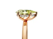 Hidden Halo Engagement Ring Setting for Fancy Yellow Pear-Shaped Center with Thin Round-Wire Band and Prong Head in Rose Gold