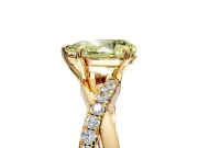 Crossover Engagement Ring Setting for Fancy Yellow Pear-Shaped Center with Pave and Plain Strands and Prong Head in Yellow Gold