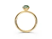 Low-Set Solitaire Engagement Ring Setting for Fancy Green Marquise Center with Thin Plain Band and Prong Head in Yellow Gold