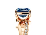 Solitaire Engagement Ring Setting for Fancy Blue Asscher Cut Center with Pave and Plain Crossover Band and Prong Head in Rose Gold