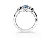 Cluster Engagement Ring Setting for Fancy Blue Pear-Shaped Center with Bezel Accent Clusters and Prong Head in Sterling Silver
