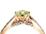 Solitaire Engagement Ring Setting for Fancy Yellow Pear-Shaped Center with Crossover Accents and Prong Head in Rose Gold