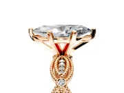 Solitaire Engagement Ring Setting for Marquise Center with Marquise Panel Band and Prong Head in Rose Gold