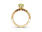 Solitaire Engagement Ring Setting for Fancy Yellow Cushion Cut Center with Bezel-Dot Beaded Band and Prong Head in Yellow Gold