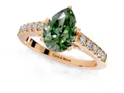 Solitaire Engagement Ring Setting for Fancy Green Pear-Shaped Center with Crossover Accents and Prong Head in Rose Gold
