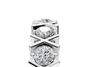Round Cut Lab-Grown Diamond Channel-Set Wedding Band with X-Prong Detail in White Gold