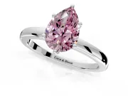 Solitaire Engagement Ring Setting for Fancy Pink Pear-Shaped Center with Plain Band and Tulip Prong Head in Platinum