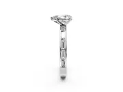 Solitaire Engagement Ring Setting for Pear-Shaped Center with Channel Baguette Band and Prong Head in Platinum