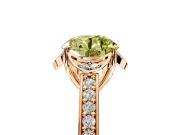 Floral Engagement Ring Setting for Fancy Yellow Round Cut Center with Four Accent Clusters and Prong Head in Rose Gold