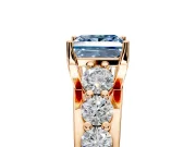 Solitaire Engagement Ring Setting for Fancy Blue Princess Cut Center with Graduated Shared Prongs and Prong Head in Rose Gold