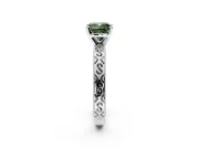 Solitaire Engagement Ring Setting for Fancy Green Cushion Cut Center with Scrollwork Band and Prong Head in Platinum