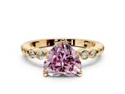 Solitaire Engagement Ring Setting for Fancy Pink Heart-Shaped Center with Bezel-Dot Beaded Band and Prong Head in Yellow Gold
