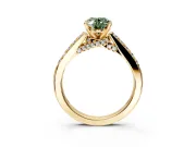 Solitaire Engagement Ring Setting for Fancy Green Oval Center with Crossover Accents and Prong Head in Yellow Gold