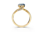 Solitaire Engagement Ring Setting for Fancy Blue Heart-Shaped Center with Narrow Twist Pave Band and Prong Head in Yellow Gold