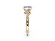 Solitaire Engagement Ring Setting for Fancy Blue Radiant Cut Center with Crossover Accents and Prong Head in Yellow Gold