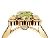 Cluster Halo Engagement Ring Setting for Fancy Yellow Cushion Cut Center with Milgrain Bezel Accents and Prong Head in Yellow Gold