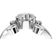 Solitaire Engagement Ring Setting for Round Cut Center with Twisted Band and Scroll Prong Head in Platinum