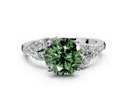 Solitaire Engagement Ring Setting for Fancy Green Round Cut Center with Marquise Accent Twist Band and Prong Head in Platinum