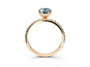 Solitaire Engagement Ring Setting for Fancy Blue Oval Center with Micro Pave Band and Prong Head in Rose Gold